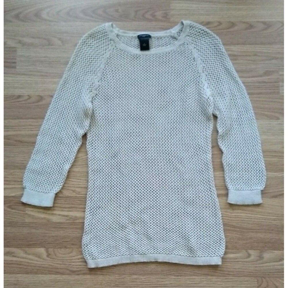 Women's Ann Taylor Blouse Open Knit Top Women's Small Tan Fall Winter Spring